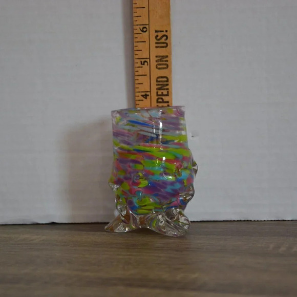 Blown  Splatter Glass Bud Vase - Picture 4 of 4